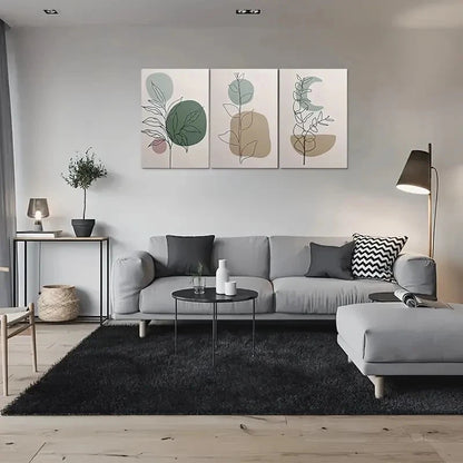 3pcs Minimalist Botanical Beige Leaves Metal Print Ready to Hang Art