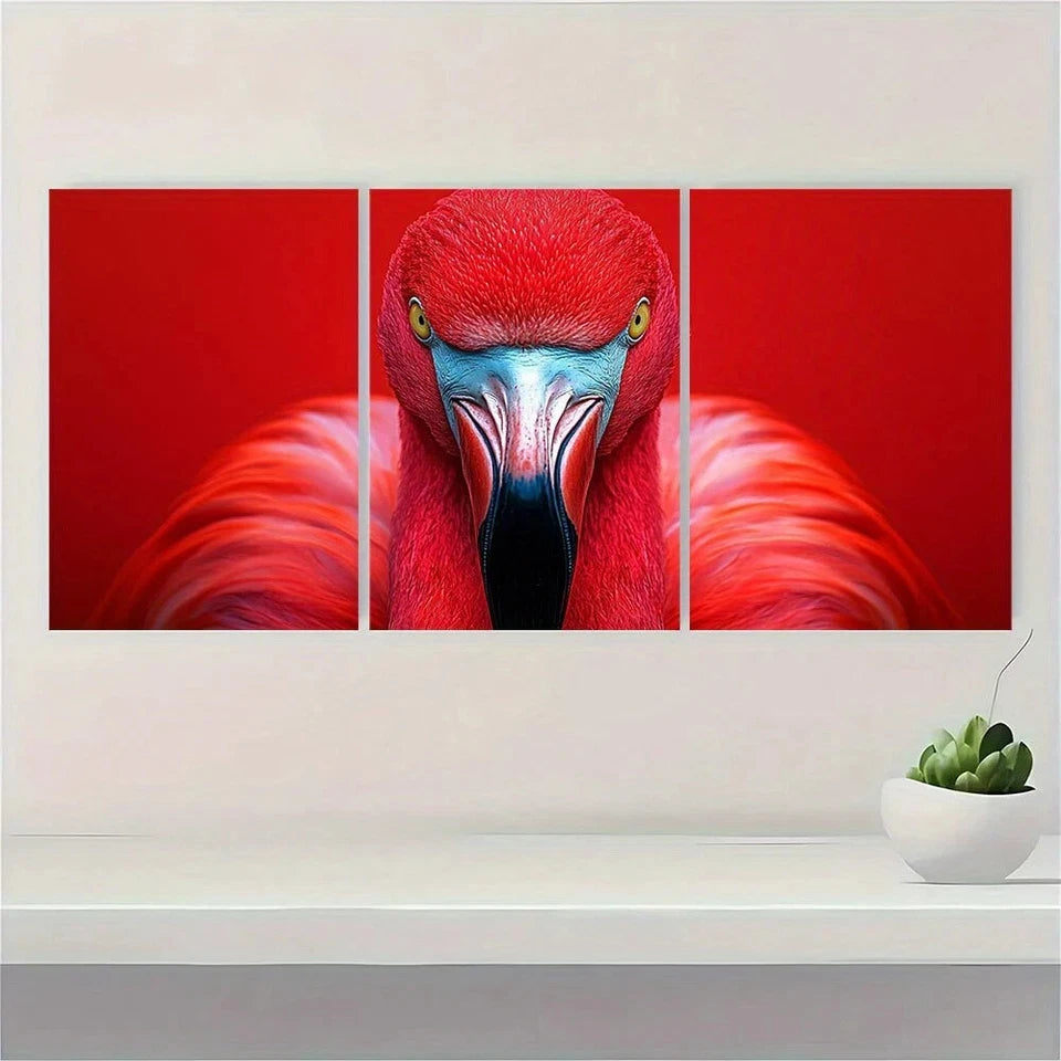 3pcs Whimsical Funny Flamingo Vibrant Metal Print Ready to Hang Art