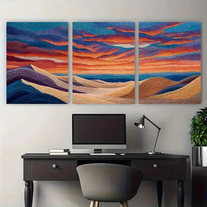 3pcs Seashore Sunrise Continuous Perfect  Wall Art Set Canvas Framed 40x60cm - High Quality Print 100% Australian Made Wall Canvas Ready to Hang