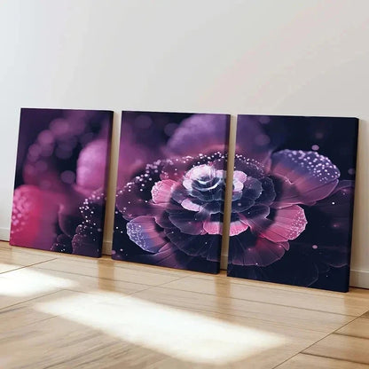 3pcs Fashion Theme Fractal Flower Abstract Wall Art Set Canvas Framed 40x60cm - High Quality Print 100% Australian Made Wall Canvas Ready to Hang