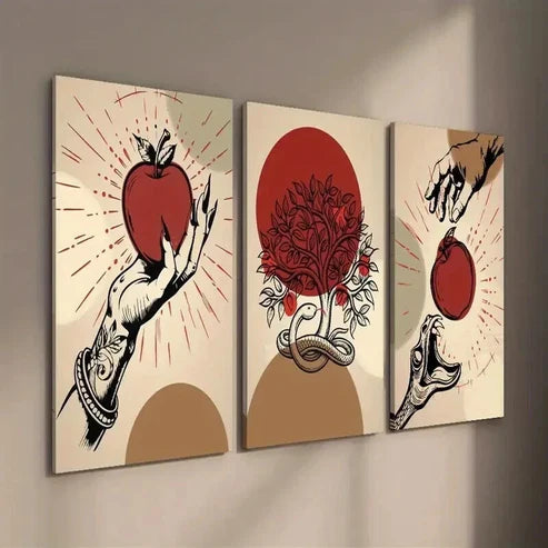 3pcs Abstract Plant and Tree Apple Tree Wall Art Set Canvas Unframed - High Quality Print 100% Australian Made Wall Canvas
