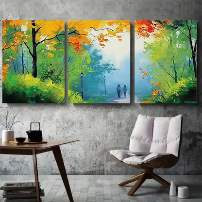 3pcs Serene Autumn Forest Landscape Wall Art Set Canvas Framed 40x60cm - High Quality Print 100% Australian Made Wall Canvas Ready to Hang