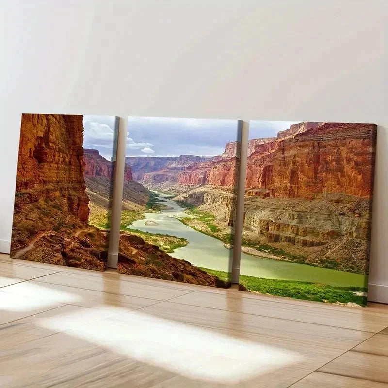 3pcs Grand Canyon & River Nature Landscape Wall Art Set Canvas Framed 40x60cm - High Quality Print 100% Australian Made Wall Canvas Ready to Hang