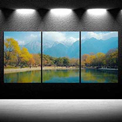 3pcs The Scenery On The Lake Nature Metal Print Ready to Hang Art