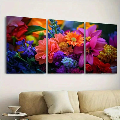 3pcs Vibrant Floral Wall Art Set Canvas Framed 60x90cm - High Quality Print 100% Australian Made Wall Canvas Ready to Hang