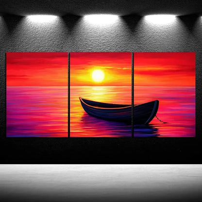 3pcs Beautiful Sunset Over The Sea Metal Print Ready to Hang Art