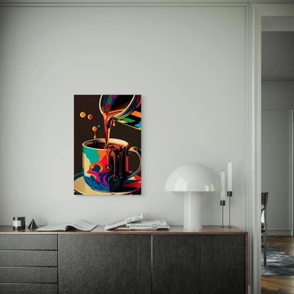 Colorful Vibrant Coffee Pour Metal Print Ready to Hang
