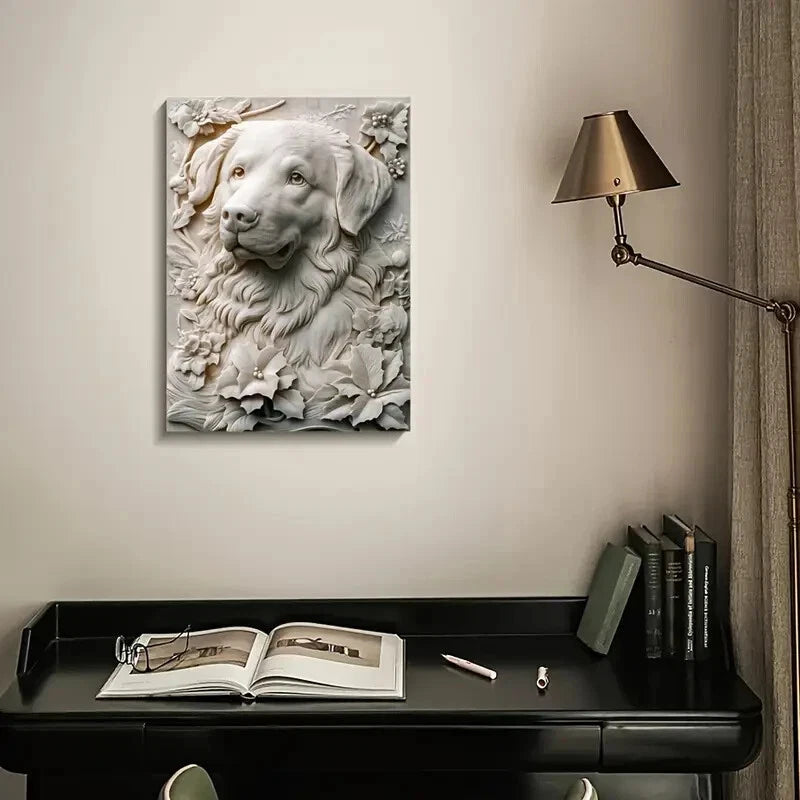 Great Pyrenees Heart Blossoms Painting 40x60cm Metal Print Ready to Hang