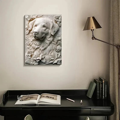 Great Pyrenees Heart Blossoms Painting 40x60cm Metal Print Ready to Hang