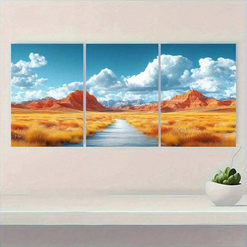 3pcs Badlands National Park Modern Style Metal Print Ready to Hang Art