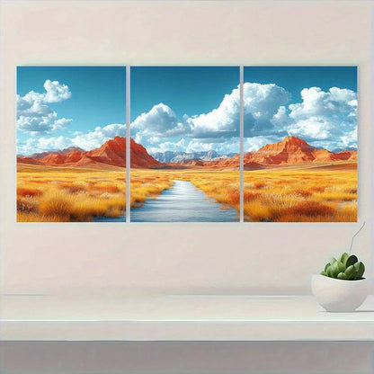 3pcs Badlands National Park Modern Style Metal Print Ready to Hang Art