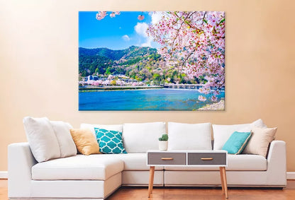 Bridge And Cherry Blossoms Wall Art Decor 100% Australian Made