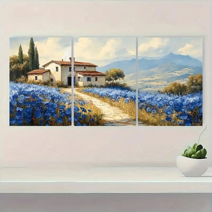 3pcs Rustic Watercolor Wildflower Metal Print Ready to Hang Art