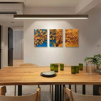 3pcs Vibrant Abstract Floral & Geometric Designs Metal Print Ready to Hang Art