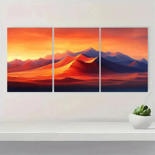 3pcs Rolling Sand Dunes at Sunset E Canvas Print Flower F Wall Art Set Canvas Unframed - High Quality Print 100% Australian Made Wall Canvas - Bella Home Decor