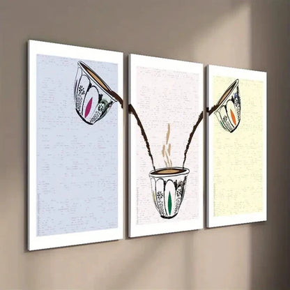 3pcs Colorful Coffee Cup Wall Art Set Canvas Unframed - High Quality Print 100% Australian Made Wall Canvas