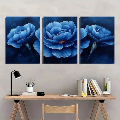 3pcs Vibrant Blue Modern Fantasy Nature Metal Print Ready to Hang Art