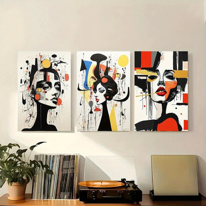 3pcs Modern Abstract Female Geometric Metal Print Ready to Hang Art