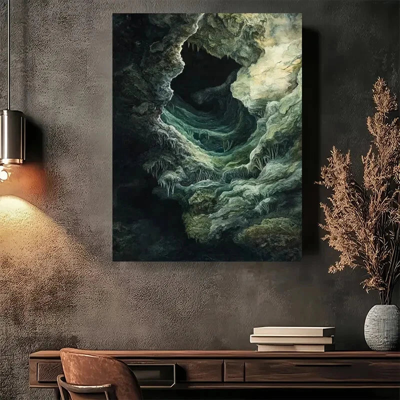 Beautiful Dark Cave Modern Vintage Painting  40x60cm Metal Print Ready to Hang