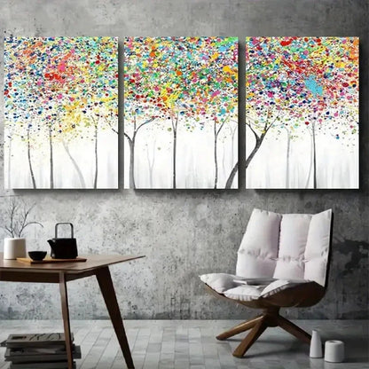 3pcs Abstract Colorful Forest Tree Metal Print Ready to Hang Art