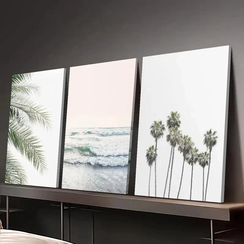 3pcs Beach House Decoration Coastal Mural Wall Art Set Canvas Framed 40x60cm - High Quality Print 100% Australian Made Wall Canvas Ready to Hang