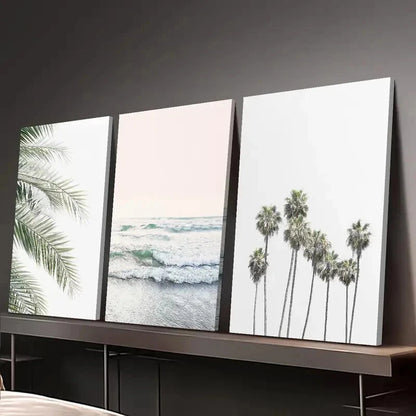 3pcs Beach House Decoration Coastal Mural Wall Art Set Canvas Framed 40x60cm - High Quality Print 100% Australian Made Wall Canvas Ready to Hang