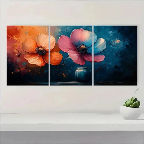 3pcs Texture Floral Art Painting TY Wall Art Set Canvas Unframed - High Quality Print 100% Australian Made Wall Canvas