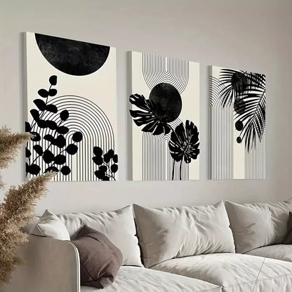 3pcs Black Boho Tropical Canvas Framed 40x60cm - High Quality Print 100% Australian Made Wall Canvas Ready to Hang
