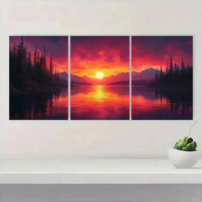 3pcs Color Burs Sunset Abstract Vibrant Perfect Wall Art Set Canvas Framed 40x60cm - High Quality Print 100% Australian Made Wall Canvas Ready to Hang