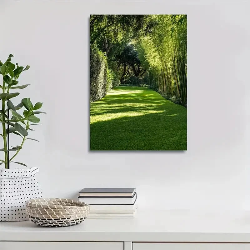 Emerald Bamboo Grass Lawn Painting  40x60cm Metal Print Ready to Hang