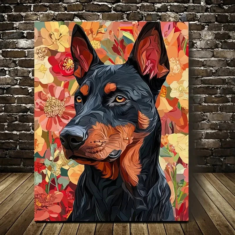 Beautiful Beauceron Dog Measuring Painting 40x60cm Metal Print Ready to Hang