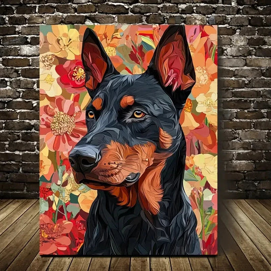 Beautiful Beauceron Dog Measuring Painting 40x60cm Metal Print Ready to Hang