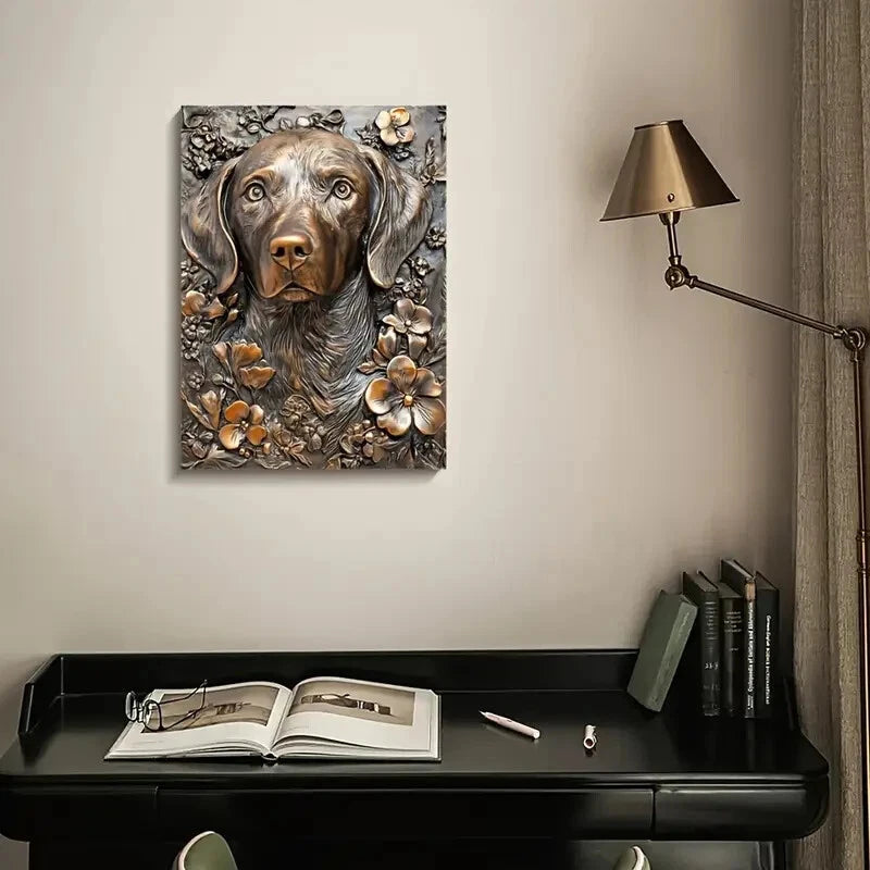 Featuring a Silver Lab Love Design Painting 40x60cm Metal Print Ready to Hang