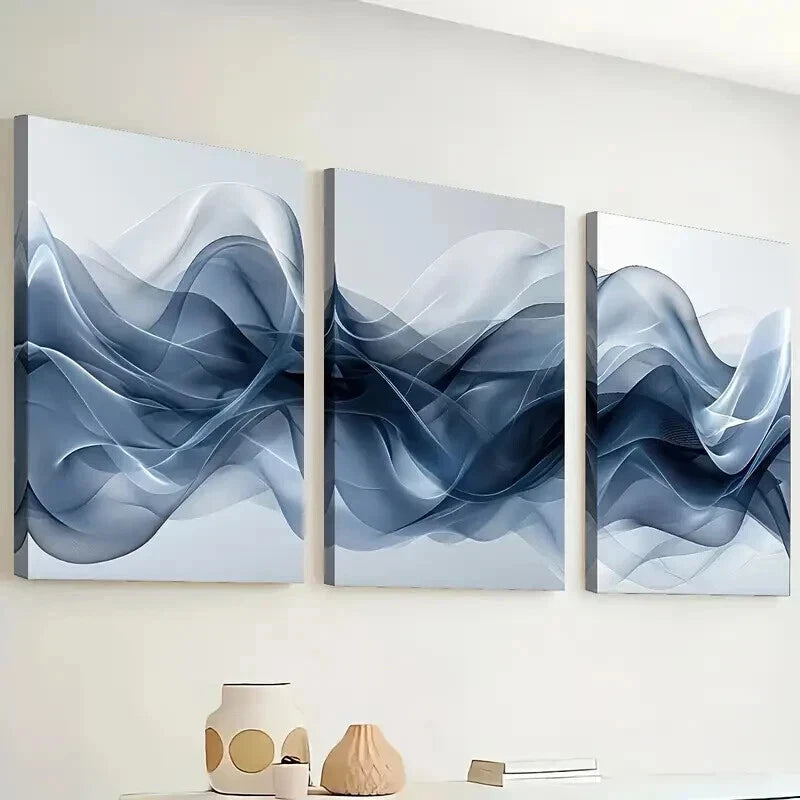 3pcs Abstract Geometric Lines Decoration Wall Art Set Canvas Framed 40x60cm - High Quality Print 100% Australian Made Wall Canvas Ready to Hang