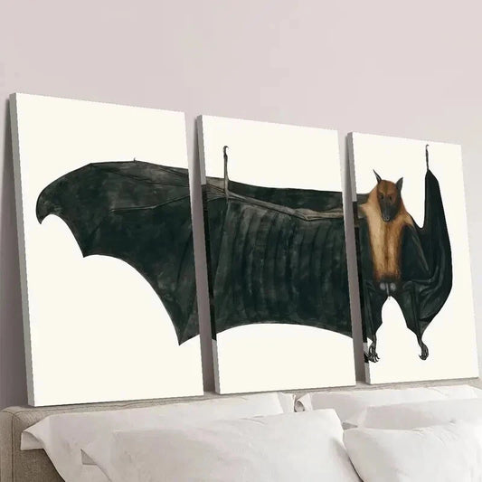 3pcs Large Gothic Creature Halloween Bat Wall Art Set Canvas Framed 40x60cm - High Quality Print 100% Australian Made Wall Canvas Ready to Hang