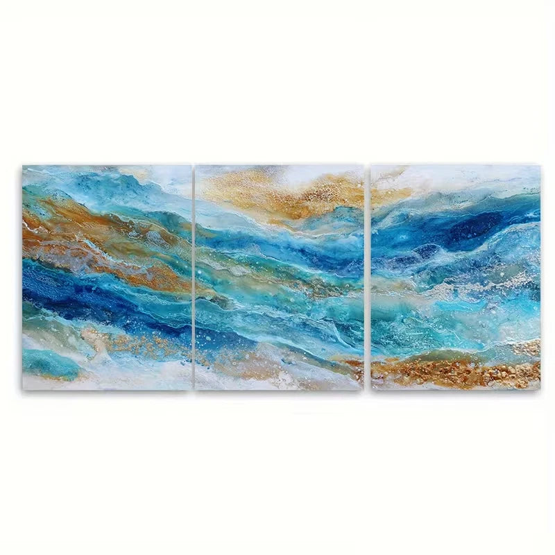 3pcs Golden Sky Sunset Ocean Metal Print Ready to Hang Art