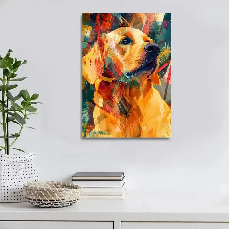Beautiful Abstract Art Pet Golden Retriever Painting  40x60cm Metal Print Ready to Hang