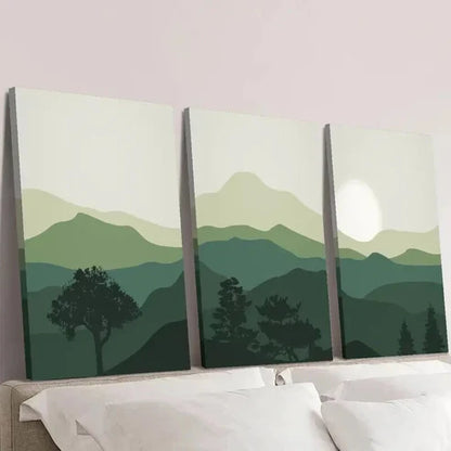 3pcs Abstract Natural Mountains Landscape  Wall Art Set Canvas Unframed - High Quality Print 100% Australian Made Wall Canvas