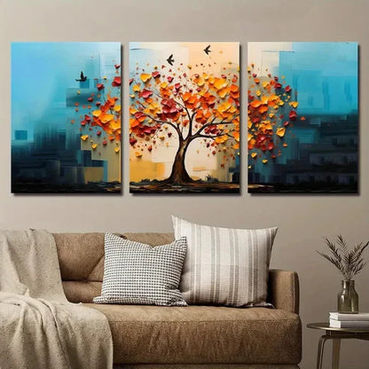 3pcs Colorful Tree and Bird Wall Art Set Canvas Unframed - High Quality Print 100% Australian Made Wall Canvas