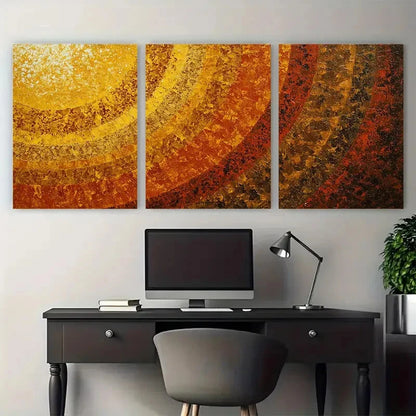 3pcs Sun Glow Orange Yellow Nature Brown Perfect Wall Art Set Canvas Framed 50x70cm - High Quality Print 100% Australian Made Wall Canvas Ready to Hang