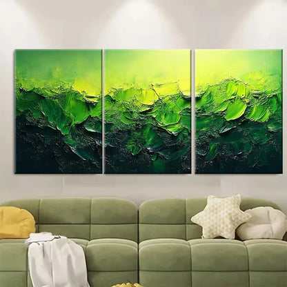3pcs Vivid Green Abstract Art Metal Print Ready to Hang Art