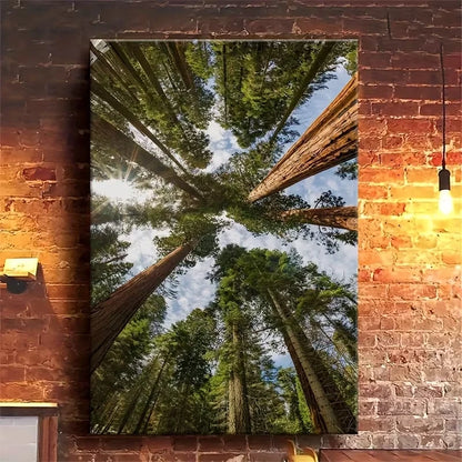 Serene Green Forest Oil Painting Metal Print Ready to Hang