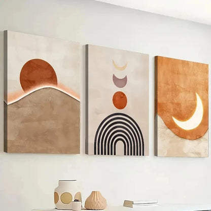 3pcs Orange Minimalist Bohemian Perfect Wall Art Set Canvas Framed 40x60cm - High Quality Print 100% Australian Made Wall Canvas Ready to Hang