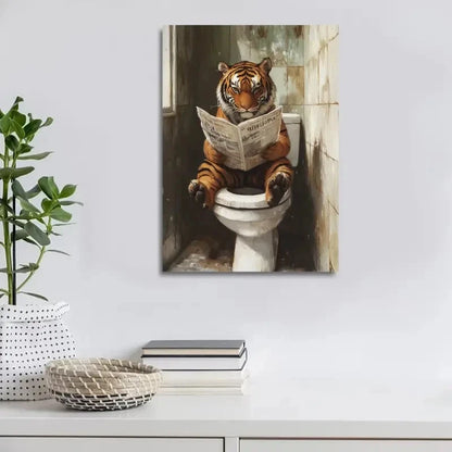 Beautiful Whimsy Woodland Contemporary Tiger Painting 40x60cm Metal Print Ready to Hang