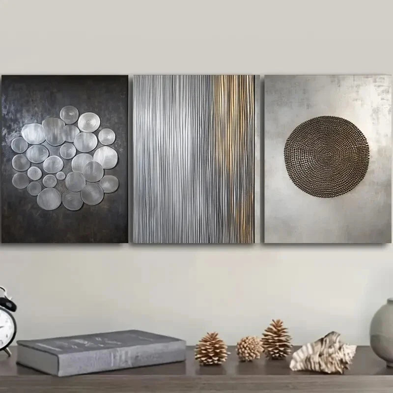 3pcs Deco Classic & Modern Style Metal Print Ready to Hang Art