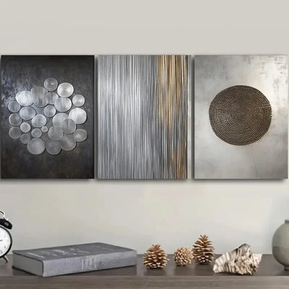 3pcs Deco Classic & Modern Style Metal Print Ready to Hang Art