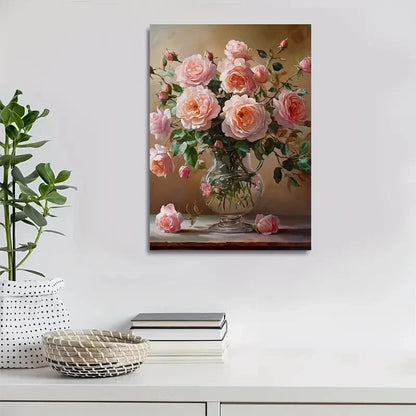 Vibrant Roses Colorful Painting 40x60cm Metal Print Ready to Hang