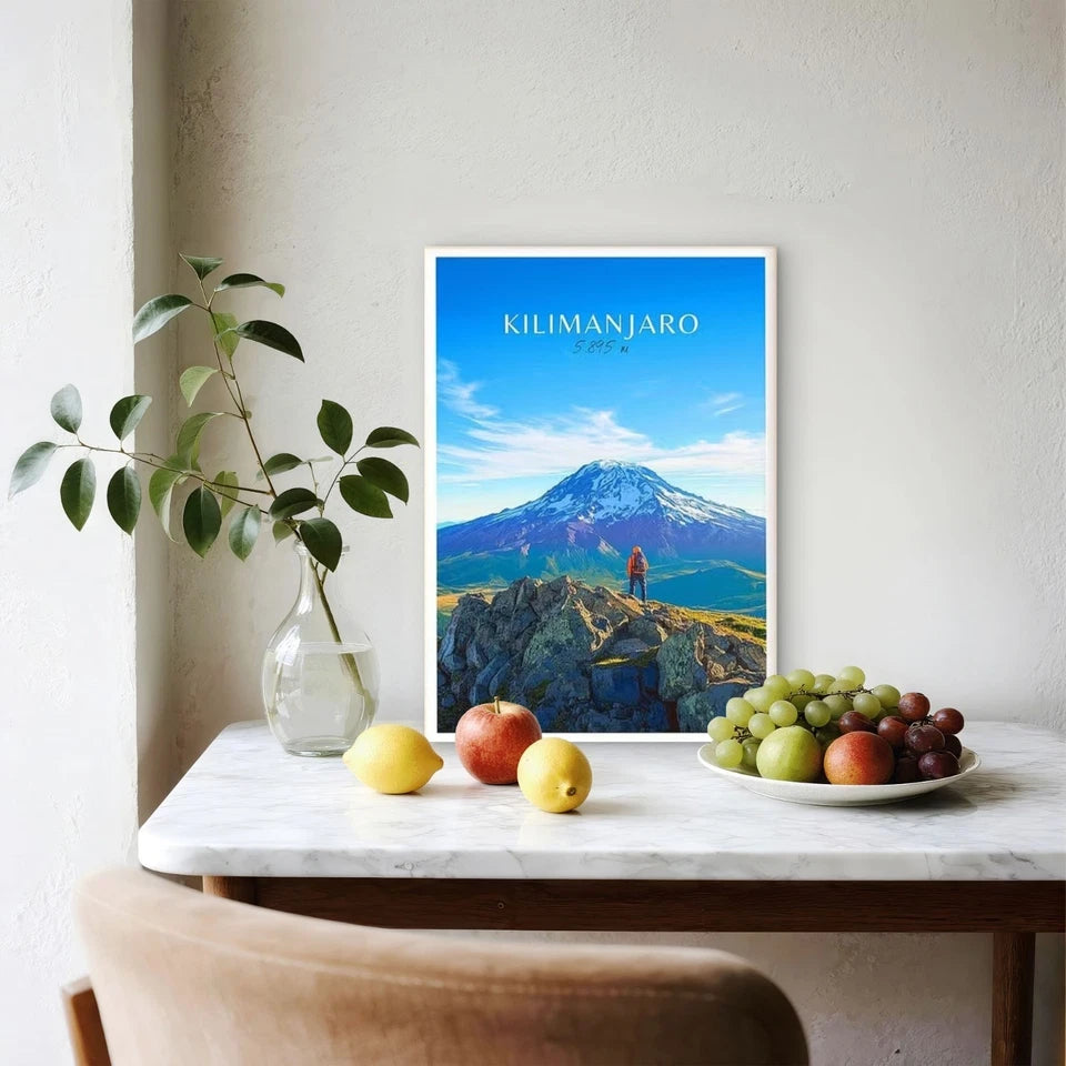 Kilimanjaro Africa Tanzania Vibrant Mountain Travel Poster Print Wall Art