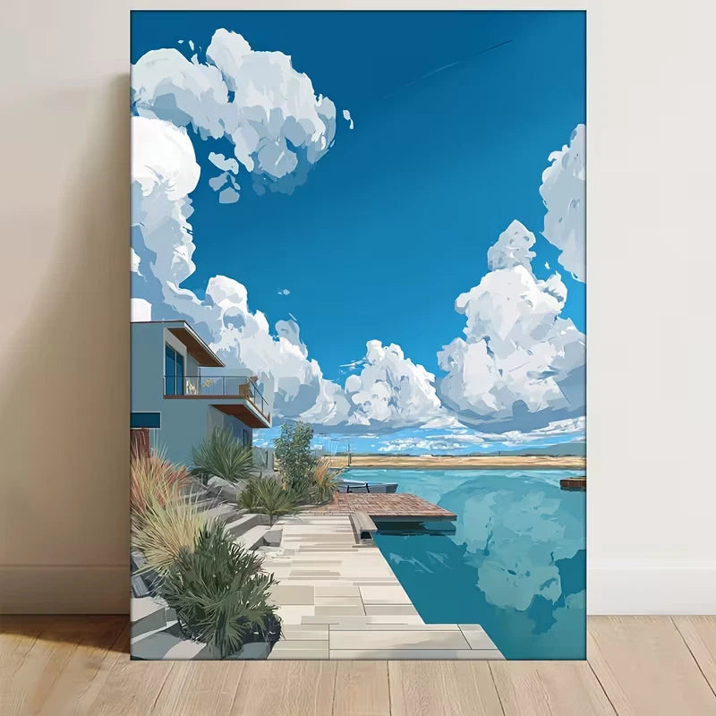 Coastal Beach House 60x90cm Metal Print Ready to Hang