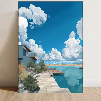 Coastal Beach House 60x90cm Metal Print Ready to Hang
